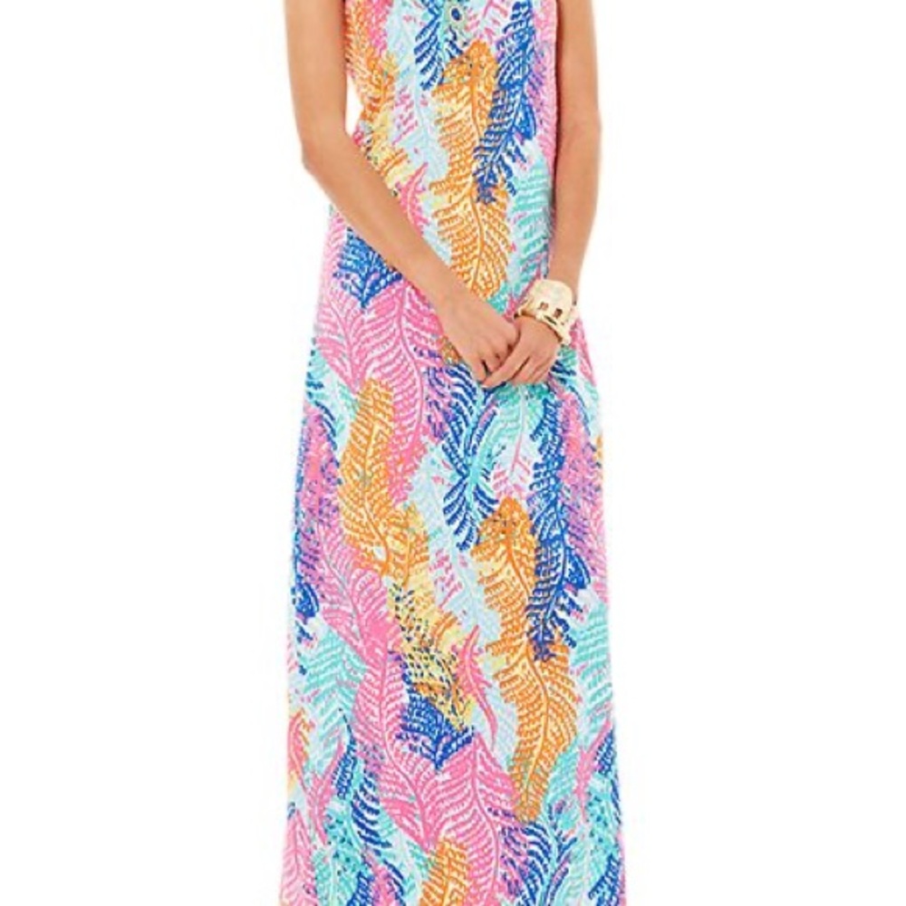 Lilly Pulitzer Pink and Blue Leaf Print Dress